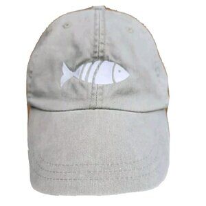 Adams Upscale Fashion Headwear 2007 White Fish Embroidery Grey Cotton Hat Cap